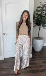 Jade Zebra Print Linen Pant