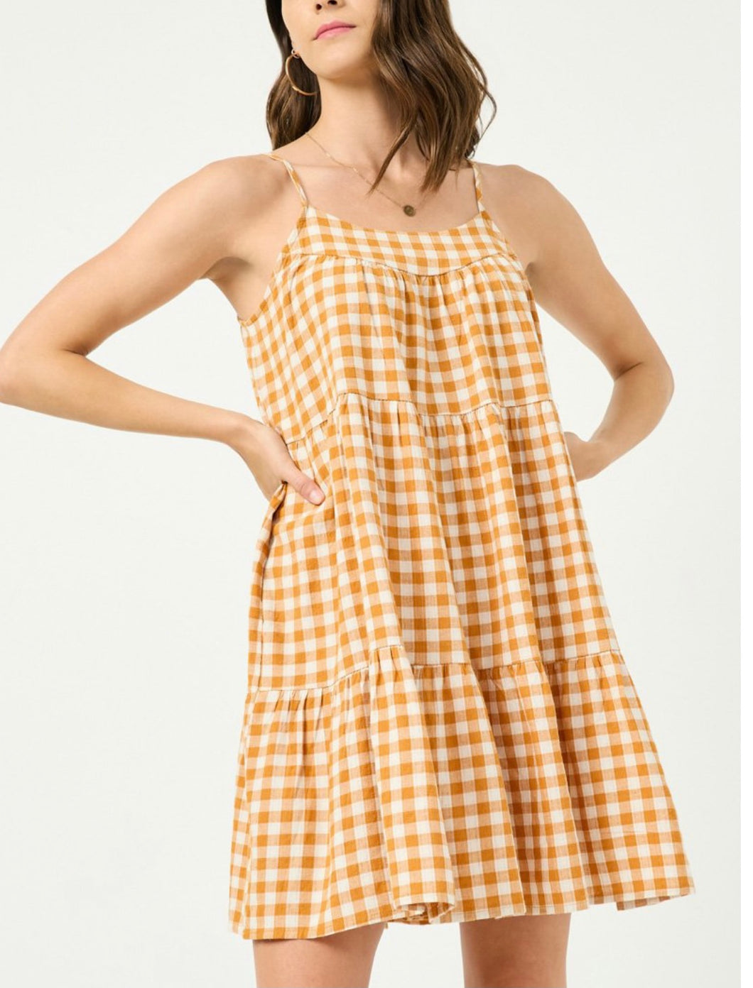 Kenzie Women's Gingham Tiered Sleeveless Dress