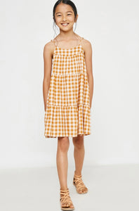 Kenzie Girls Gingham Tiered Sleeveless Dress