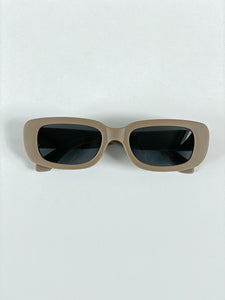 Beau Rectangular Retro Sunglasses, Cocoa Powder