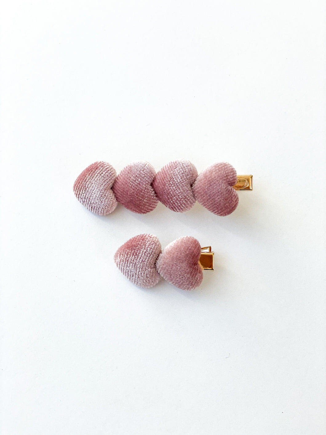 Goldie Heart Hair Clip Set, Dusty Rose