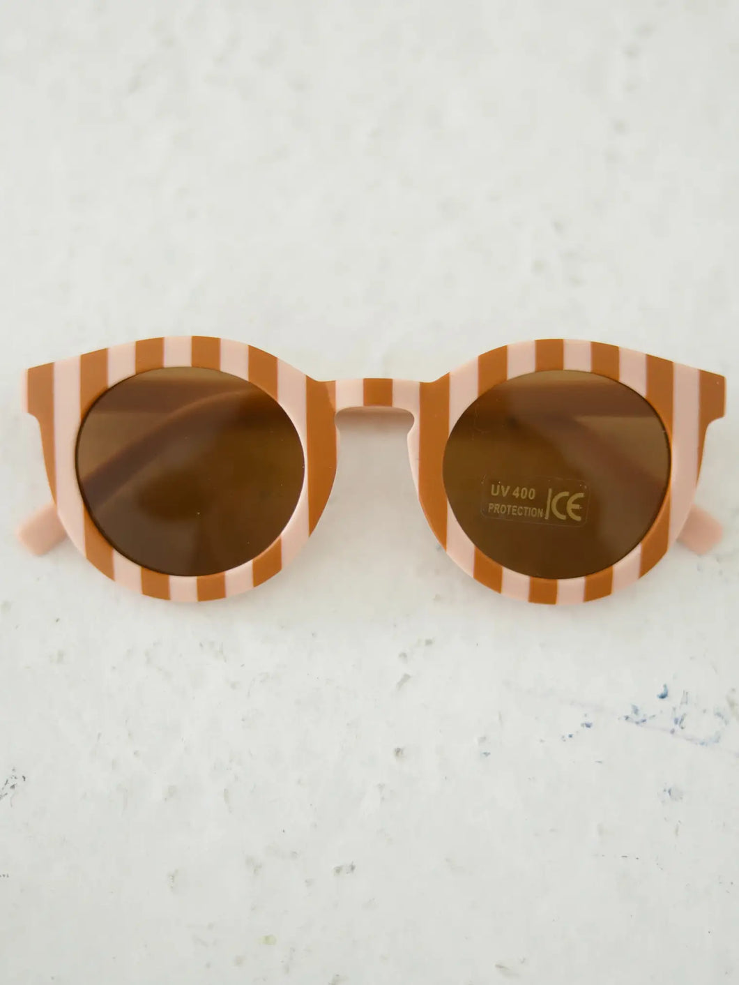 Vibe Round Sun Glasses, Blush + Brown