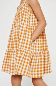 Kenzie Girls Gingham Tiered Sleeveless Dress