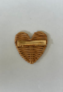 Heart Rattan Hair Clip, Golden Oak